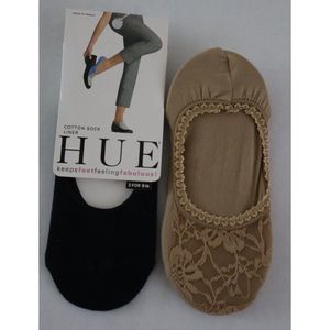 Hue Women's Size One Size Nude & Black Cotton Liner Socks - 2 Pairs